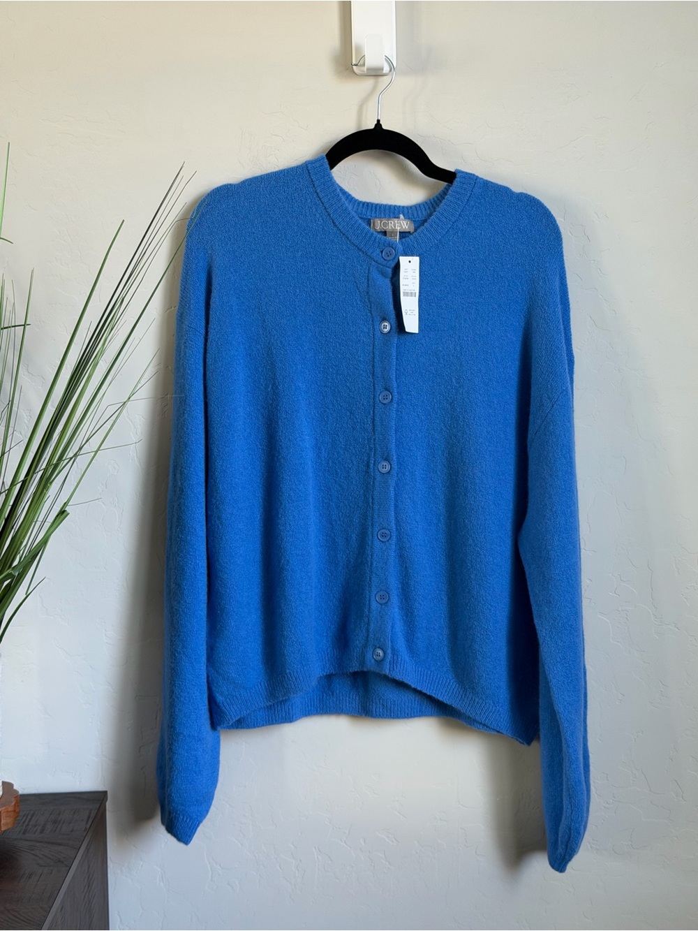 J.Crew Supersoft Bubble-Hem Cardigan Santorini Blue Alpaca Blend NWT Large